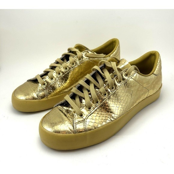 Adidas JS Rod Laver Jeremy Scott Gold Sneakers D65861 Men's 7.5 Snakeskin Shoes - Picture 3 of 16